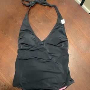 PINK halter one piece black swim suit